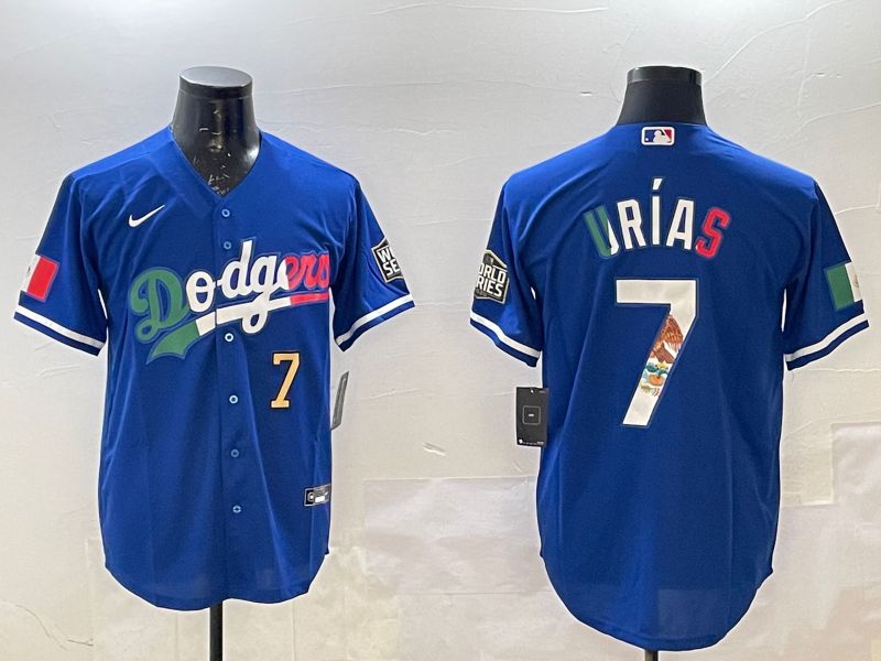 Men Los Angeles Dodgers #7 Urias Blue Fashion 2025 Nike MLB Jersey style 6